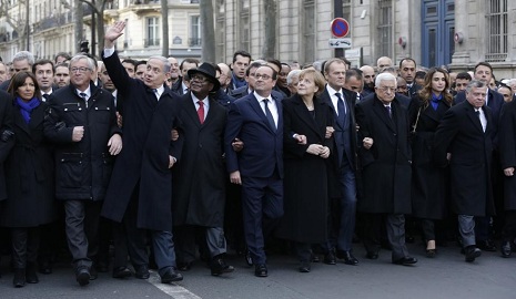 Parisdəki həmrəylik yürüşü FOTOLARDA